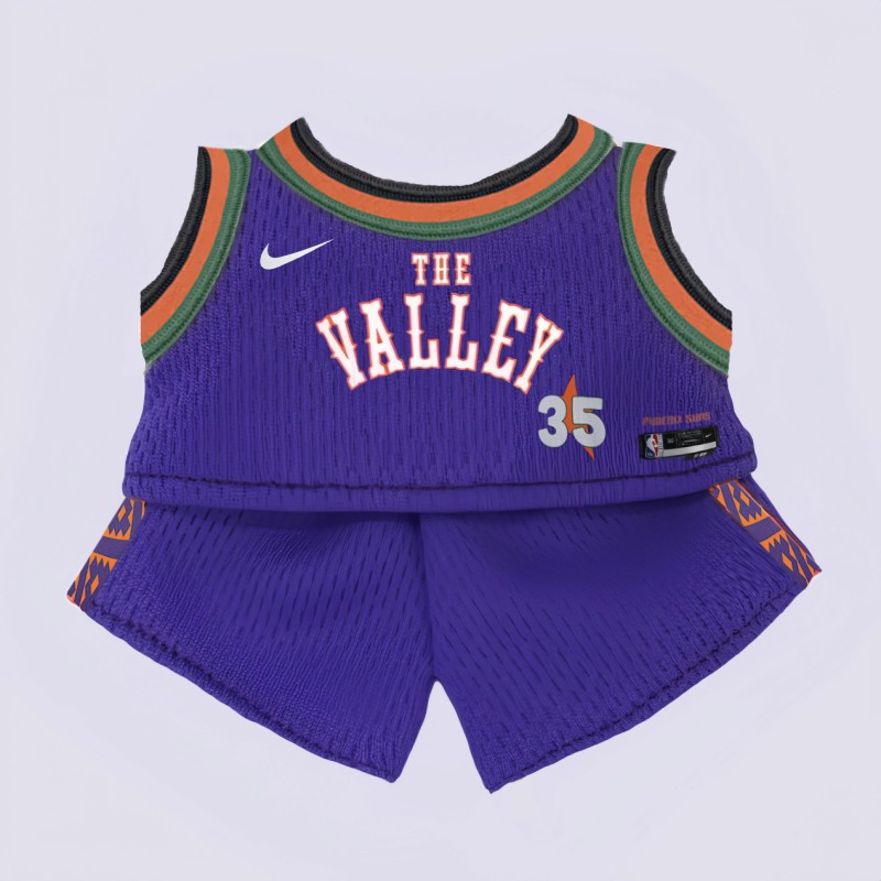 Custom Basketball Uniform Set as Phoenix Suns' No.35 KD| OEM ODM Doll Clothes Manufacturer | Personalized Labubu Sportswear
