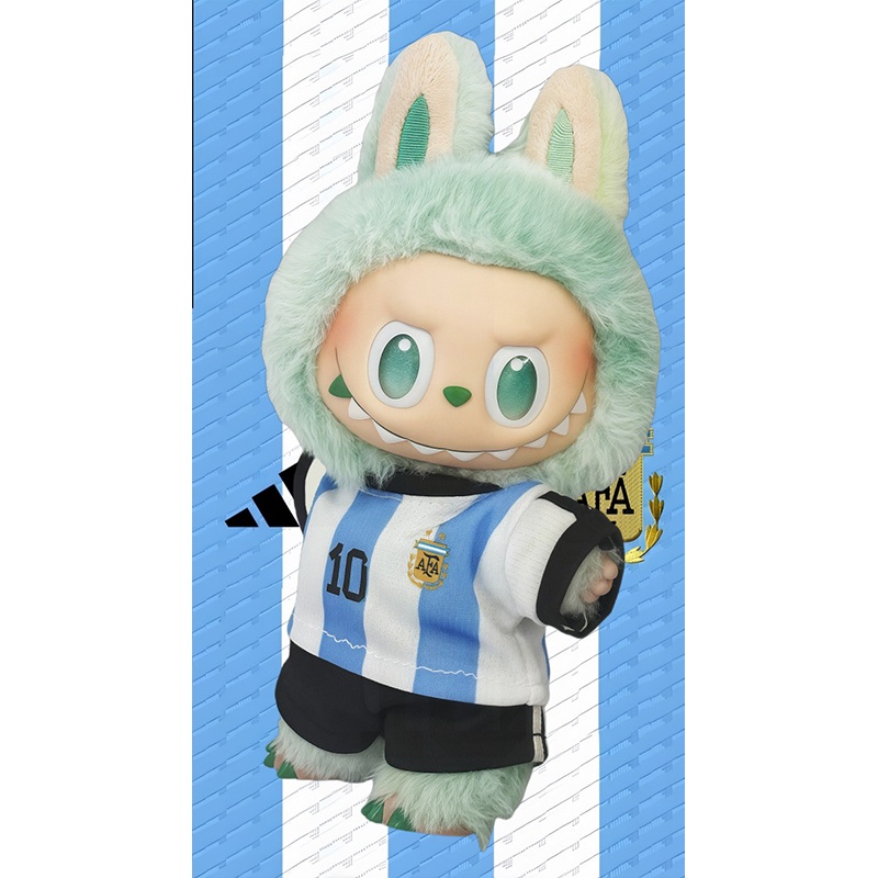 Exclusive Argentina National Football Team Mini Jersey, Messi Replica, Suitable for 17cm Dolls, Includes Labubu. Perfect for Collectibles and Memorabilia.