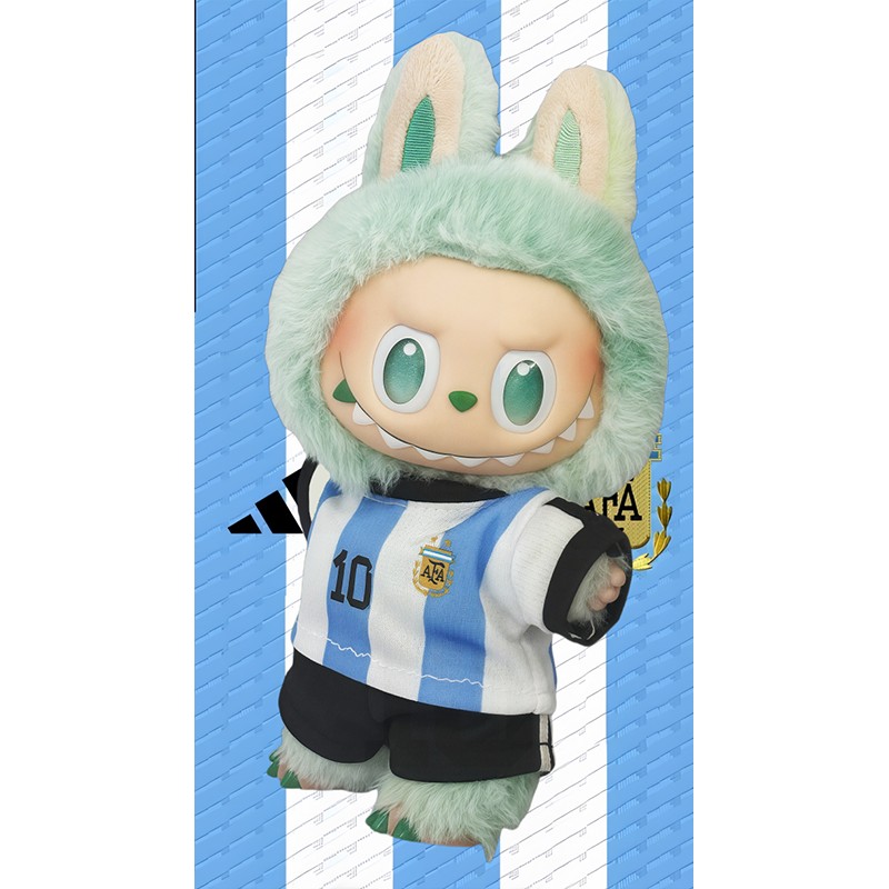 Exclusive Argentina National Football Team Mini Jersey, Messi Replica, Suitable for 17cm Dolls, Includes Labubu. Perfect for Collectibles and Memorabilia.