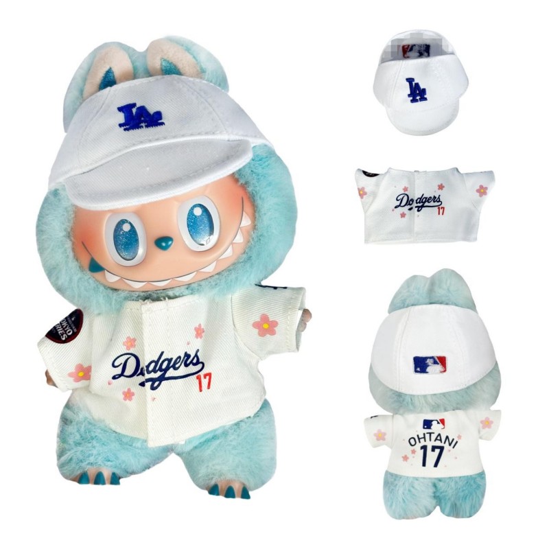 MLB Baseball Cap Set, Los Angeles Dodgers No.17 Baseball Jersey(Cherry Blossom Edition)Suitable for Labubu or 17cm doll