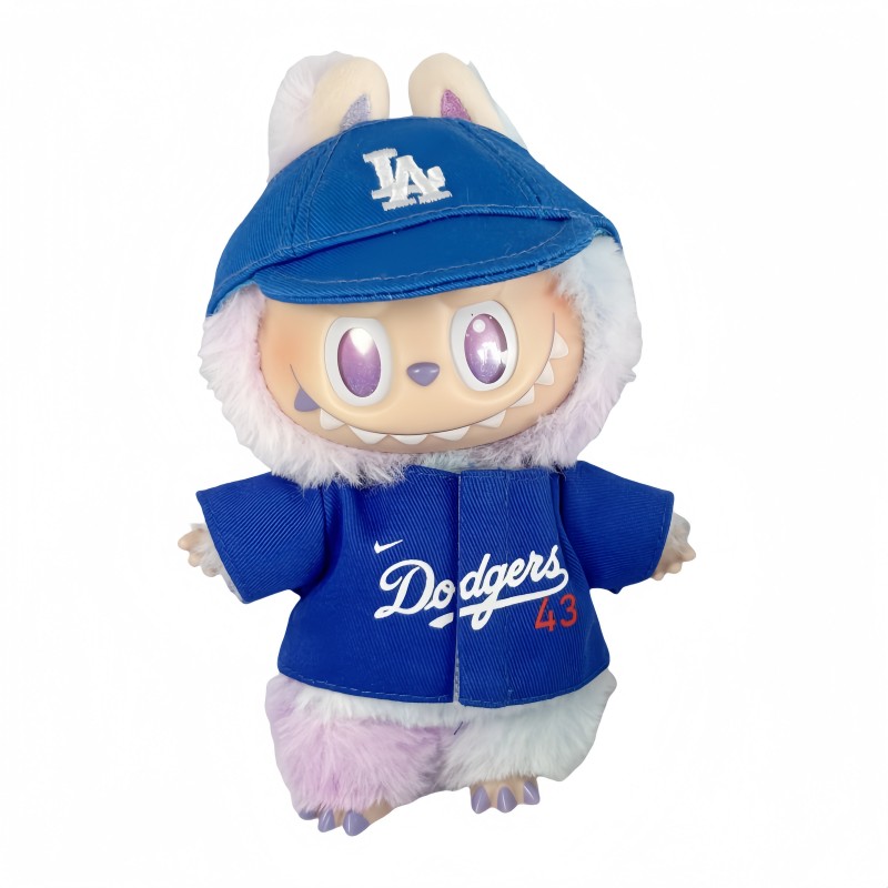 MLB Baseball Cap Set, Los Angeles Dodgers No.43 Baseball Jersey Suitable for Labubu or 17cm doll