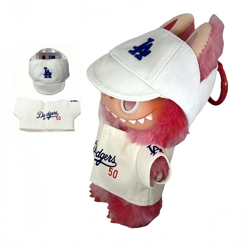 MLB Baseball Cap Set, Los Angeles Dodgers No.5 Baseball Jersey(Cherry Blossom Edition)Suitable for Labubu or 17cm doll