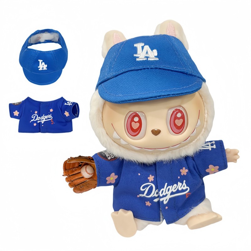 MLB Baseball Cap Set, Los Angeles Dodgers No.5 Baseball Jersey(Cherry Blossom Edition)Suitable for Labubu or 17cm doll