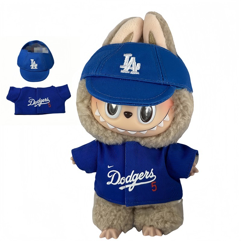MLB Baseball Cap Set, Los Angeles Dodgers No.5 Baseball Jersey Suitable for Labubu or 17cm doll
